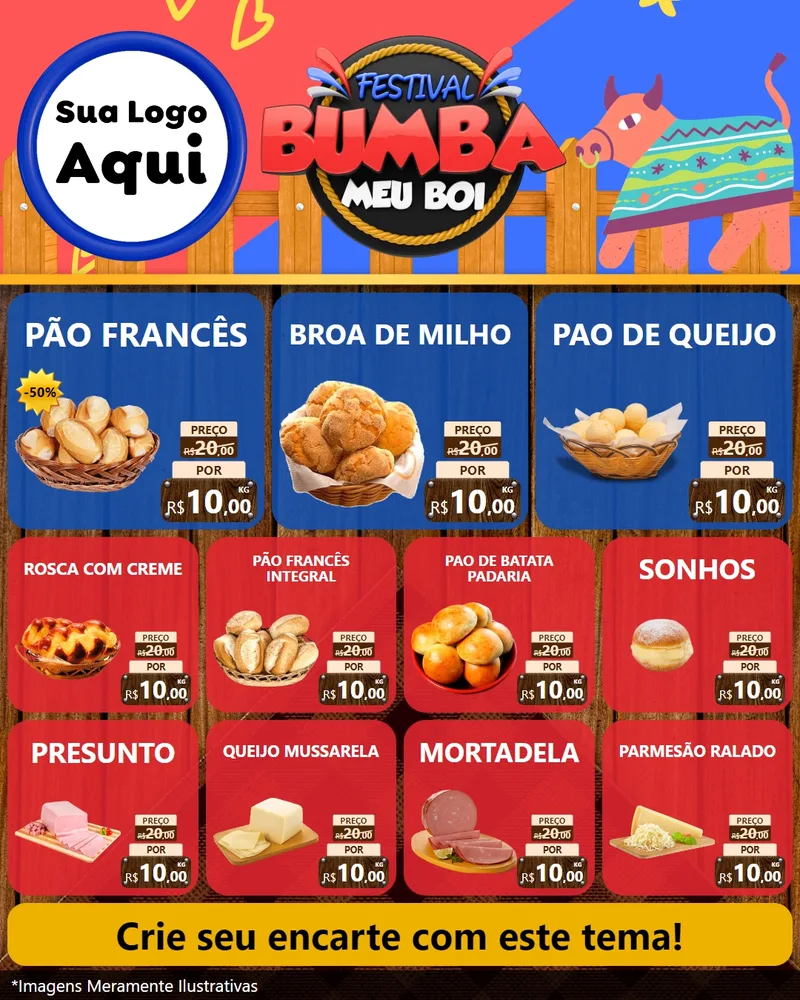 Modelo de Rede Social para Feed Instagram com o tema Festival Bumba Meu Boi para Padaria