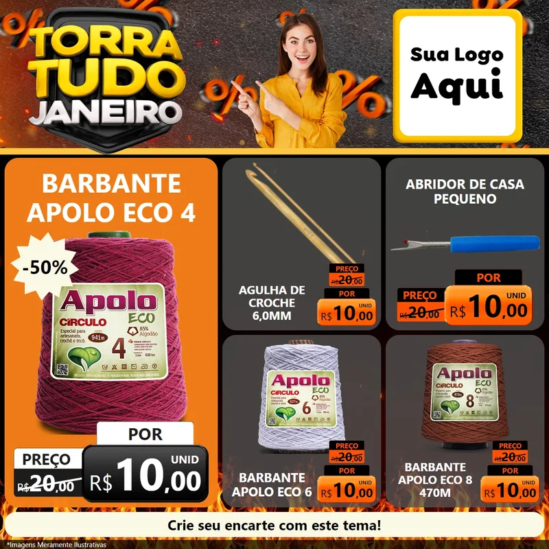 Modelo de Rede Social para Feed Facebook com o tema Torra Tudo Janeiro para Armarinho e Aviamentos