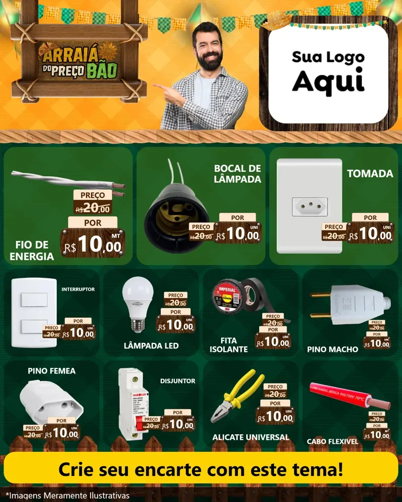 Modelo de Rede Social para Feed Instagram com o tema Arraiá do preço bão para Materiais Elétricos