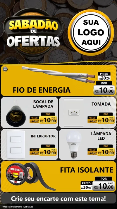 Modelo de TV para TV Vertical com o tema Sabadão de Ofertas para Materiais Elétricos