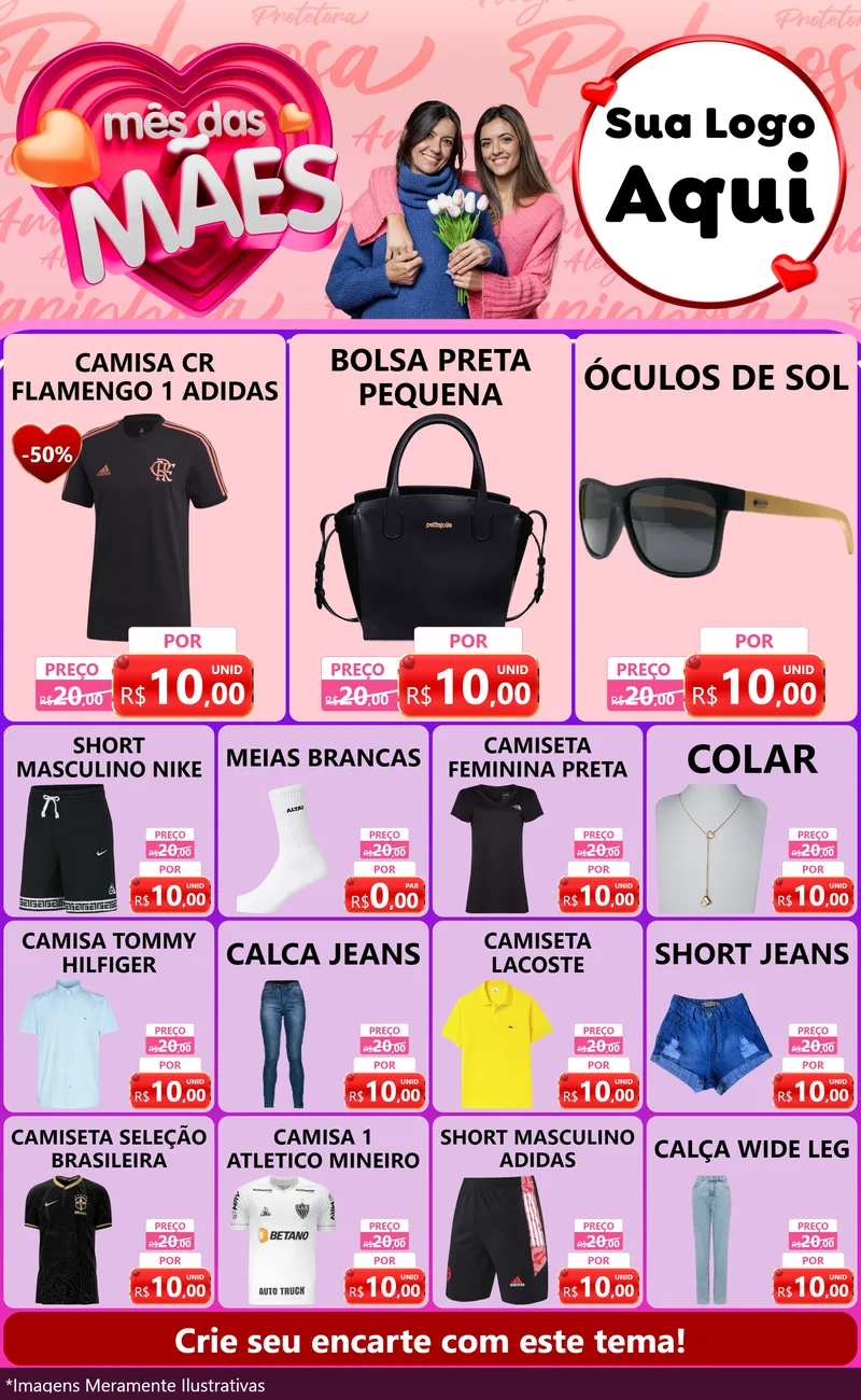 Modelo de Encarte para Encarte Grande com o tema Mês Das Mães para Roupas e acessórios