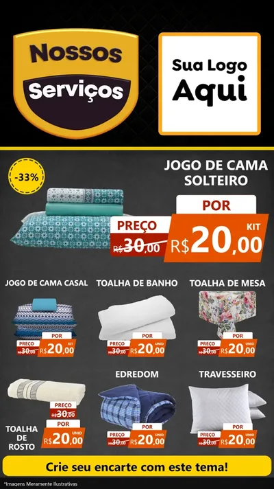 Modelo de Rede Social para Stories com o tema Nossos Serviços para Cama, Mesa e Banho