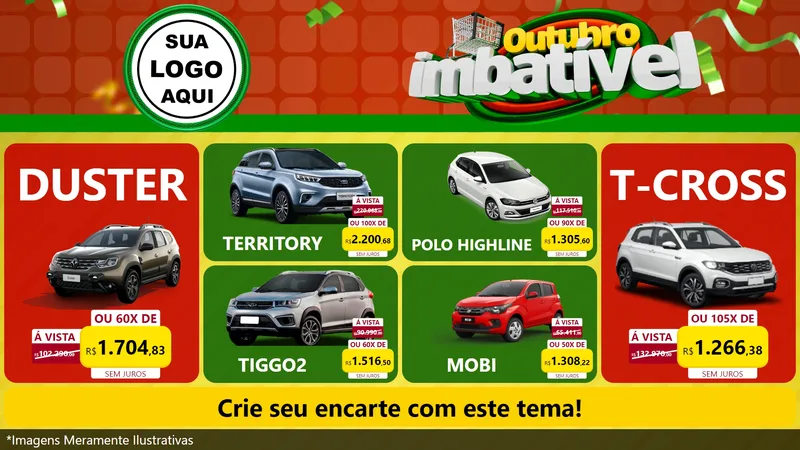 Modelo de TV para TV Horizontal com o tema Outubro Imbatível para Concessionaria de Carros