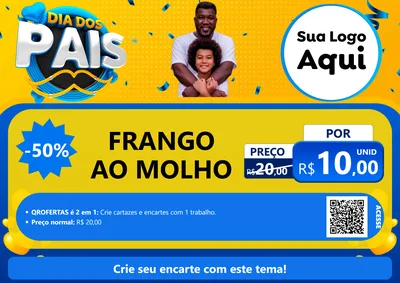 Modelo de Cartaz para Cartaz A4 Horizontal com o tema Dia dos Pais para Restaurante