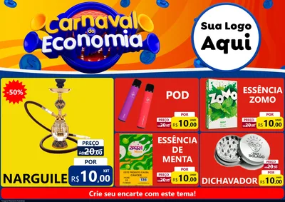 Modelo de Encarte para Encarte A4 Horizontal com o tema Carnaval da Economia para Tabacaria