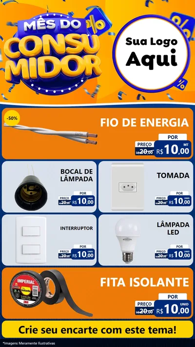 Modelo de TV para TV Vertical com o tema Mês do Consumidor para Materiais Elétricos