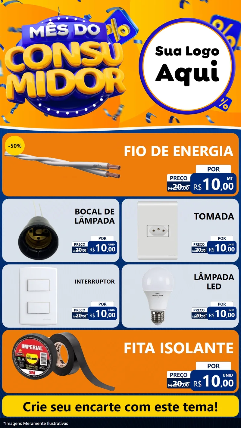 Modelo de TV para TV Vertical com o tema Mês do Consumidor para Materiais Elétricos