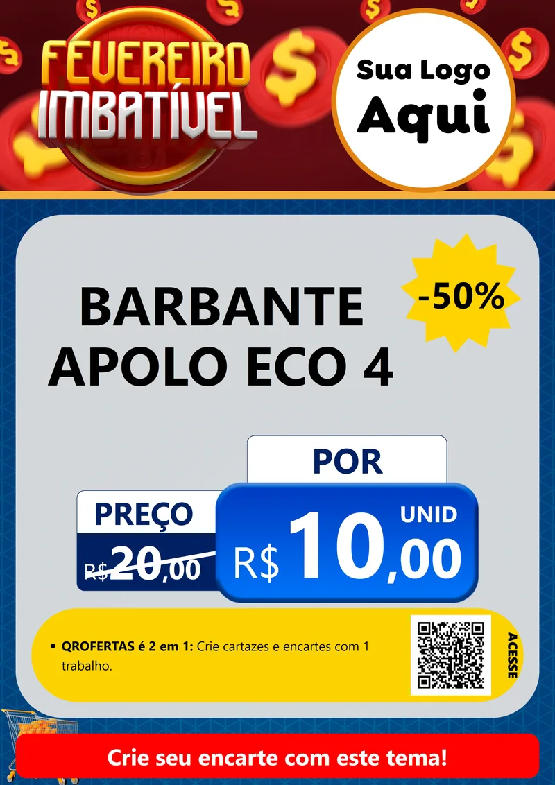 Modelo de Cartaz para Cartaz A4 Vertical com o tema Fevereiro Imbatível para Armarinho e Aviamentos