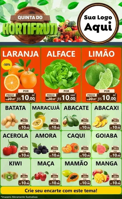 Modelo de Encarte para Encarte Grande com o tema Quinta do Hortifruti para Hortifrúti