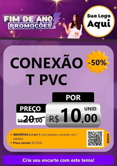 Modelo de Cartaz para Cartaz A4 Vertical com o tema Fim de Ano Promoções para Tubos e conexões