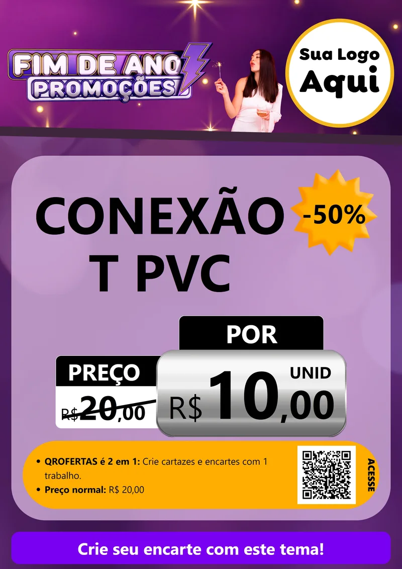 Modelo de Cartaz para Cartaz A4 Vertical com o tema Fim de Ano Promoções para Tubos e conexões