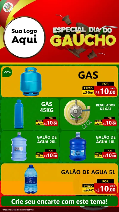 Modelo de TV para TV Vertical com o tema Especial Dia do Gaúcho para Água e gás