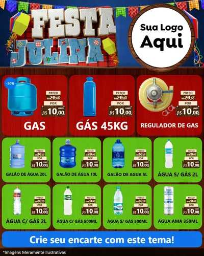 Modelo de Rede Social para Feed Instagram com o tema Festa Julina para Água e gás