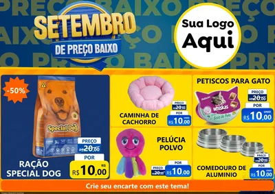 Modelo de Encarte para Encarte A4 Horizontal com o tema Setembro De Preço Baixo para Pet Shop