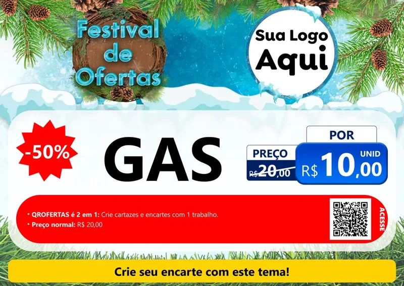 Modelo de Cartaz para Cartaz A4 Horizontal com o tema Festival de Ofertas - Inverno para Água e gás