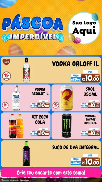 Modelo de TV para TV Vertical com o tema Páscoa Imperdível para Distribuidora de bebidas