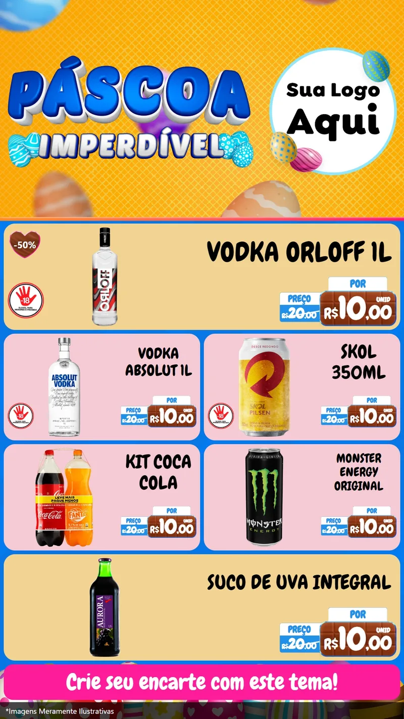Modelo de TV para TV Vertical com o tema Páscoa Imperdível para Distribuidora de bebidas