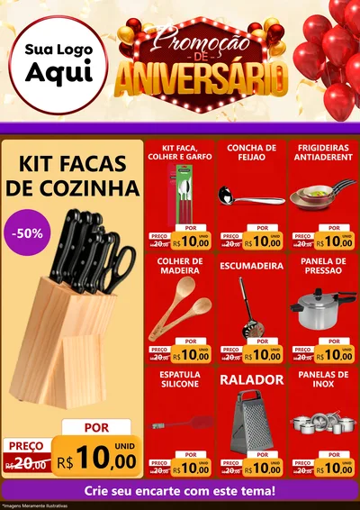 Modelo de Encarte para Encarte A4 Vertical com o tema Promoção de Aniversário para Utilidades Domésticas
