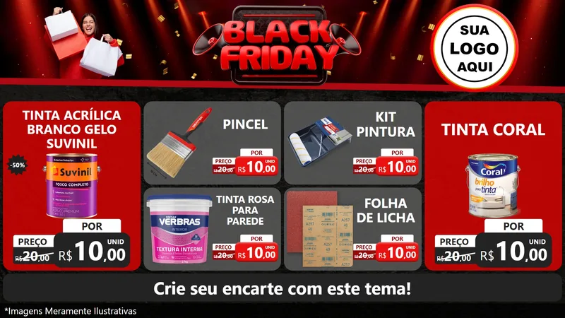 Modelo de TV para TV Horizontal com o tema Black Friday para Tintas e Ferramentas