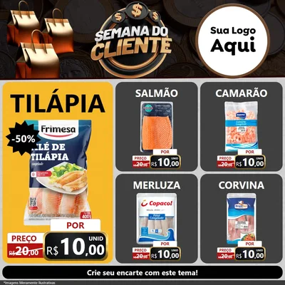 Modelo de Rede Social para Feed Facebook com o tema Semana do Cliente para Peixaria