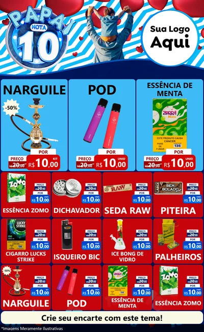 Modelo de Encarte para Encarte Grande com o tema Papai Nota 10 para Tabacaria