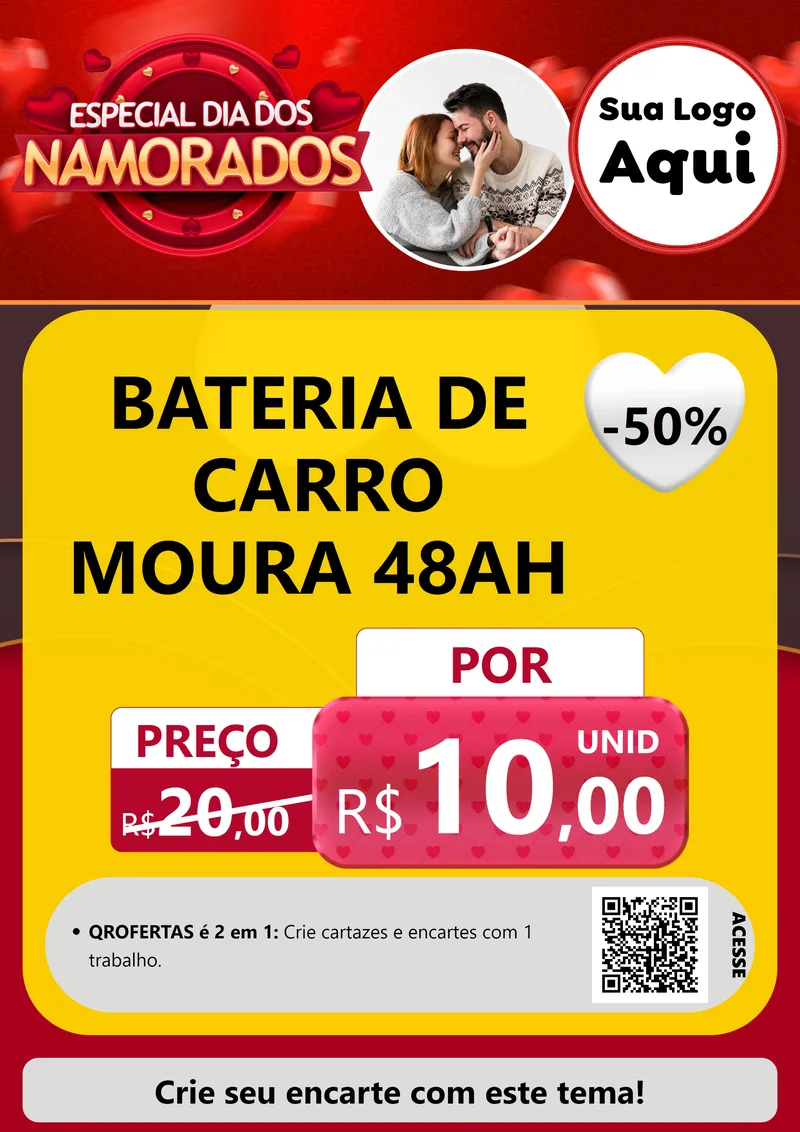 Modelo de Cartaz para Cartaz A4 Vertical com o tema Especial Dia Dos Namorados para Baterias Elétricas