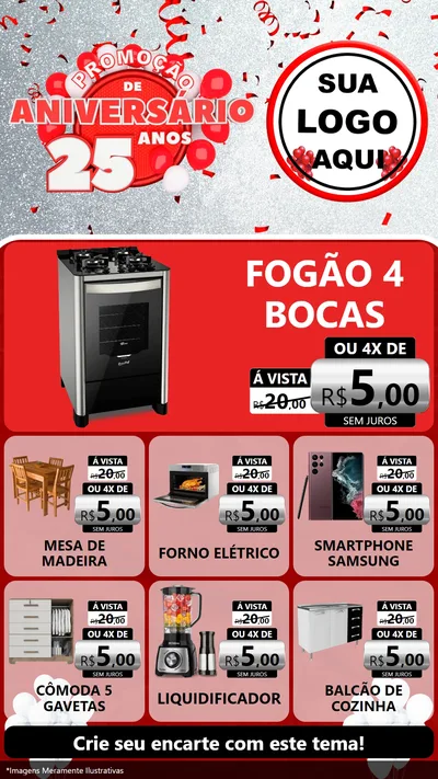 Modelo de Rede Social para Stories com o tema Promoção de Aniversário - 25Anos para Móveis e Eletro