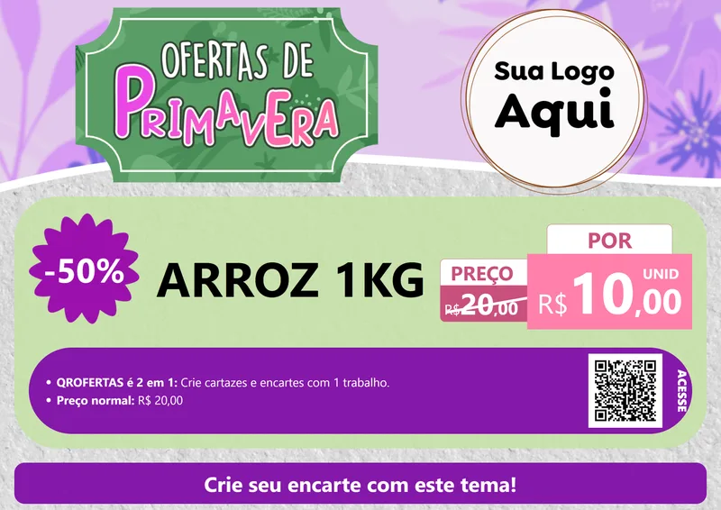 Modelo de Cartaz para Cartaz A4 Horizontal com o tema Ofertas de Primavera para Supermercado