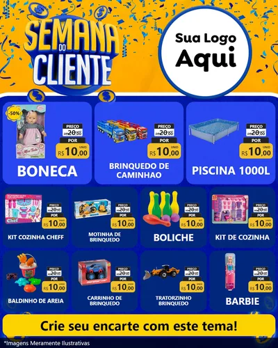 Modelo de Rede Social para Feed Instagram com o tema Semana do Cliente para Brinquedos