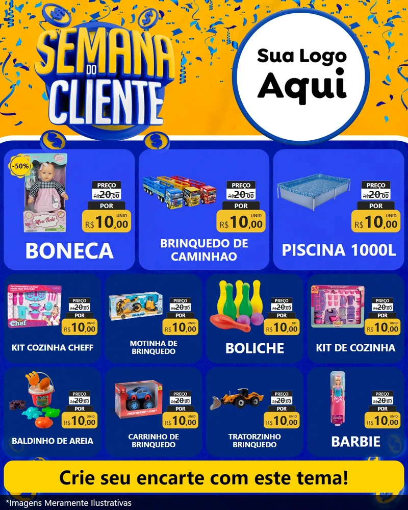 Modelo de Rede Social para Feed Instagram com o tema Semana do Cliente para Brinquedos