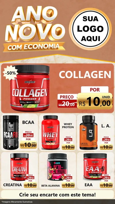 Modelo de Rede Social para Stories com o tema Ano Novo Com Economia para Suplementos alimentares