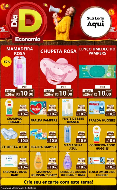 Modelo de Encarte para Encarte Grande com o tema Dia D Economia para Bebês