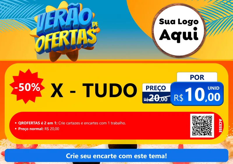 Modelo de Cartaz para Cartaz A4 Horizontal com o tema Verão de Ofertas para Hamburgueria