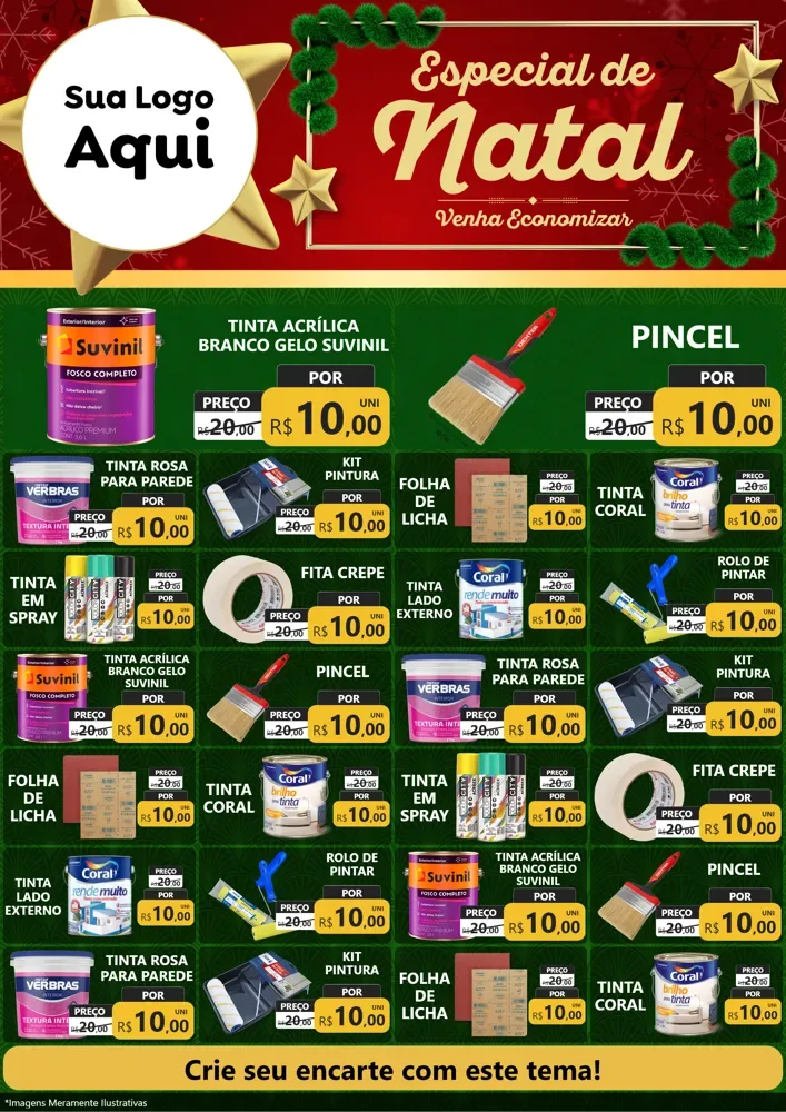 Modelo de Encarte para Encarte A4 Vertical com o tema Especial de Natal para Tintas e Ferramentas