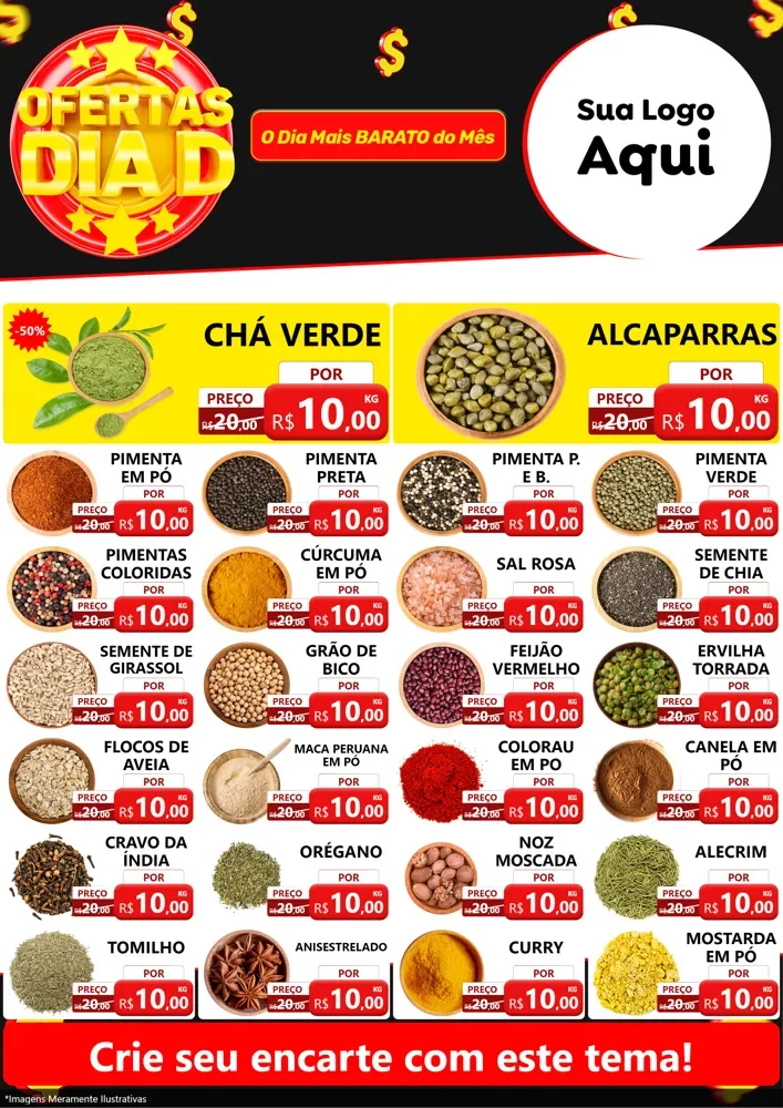 Modelo de Encarte para Encarte A4 Vertical com o tema Dia D para Produtos Naturais