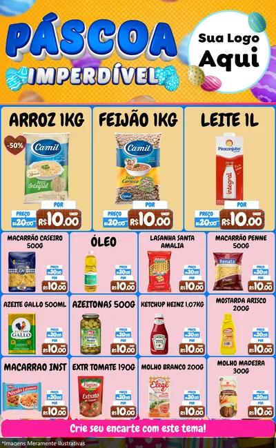 Modelo de Encarte para Encarte Grande com o tema Páscoa Imperdível para Supermercado