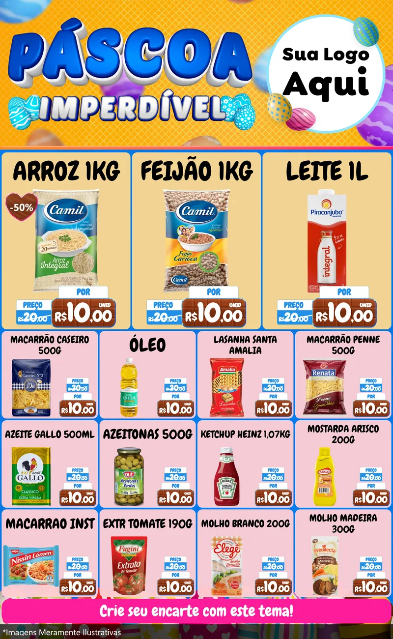 Modelo de Encarte para Encarte Grande com o tema Páscoa Imperdível para Supermercado