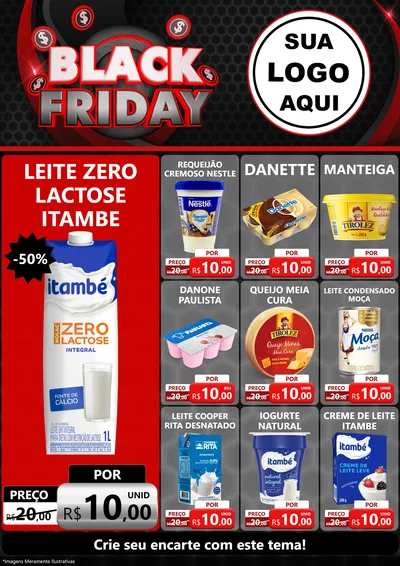 Modelo de Encarte para Encarte A4 Vertical com o tema Black Friday para Frios e Laticínios