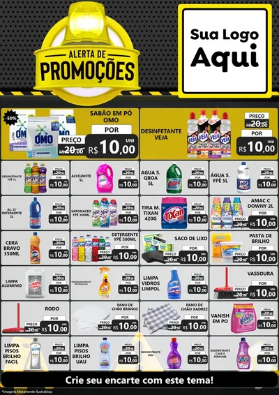 Modelo de Encarte para Encarte A4 Vertical com o tema Alerta de Promoções para Produtos de Limpeza