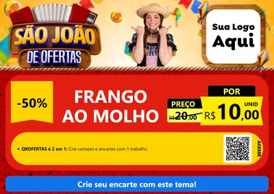 Modelo de Cartaz para Cartaz A4 Horizontal com o tema São João de Ofertas para Restaurante
