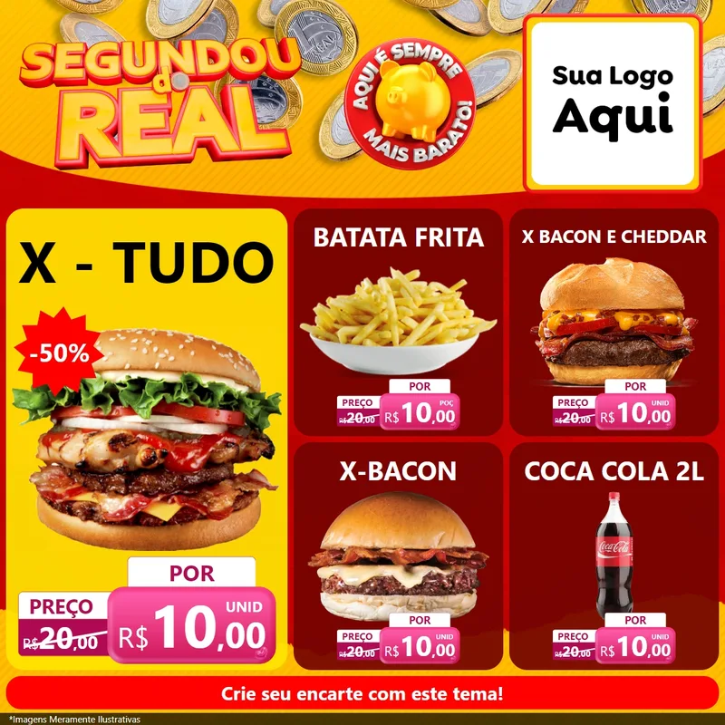 Modelo de Rede Social para Feed Facebook com o tema Segundou do Real para Hamburgueria