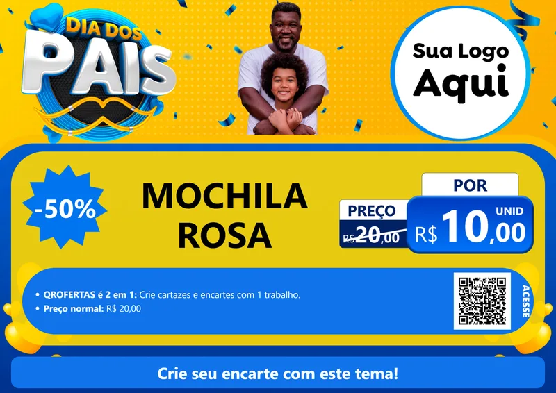 Modelo de Cartaz para Cartaz A4 Horizontal com o tema Dia dos Pais para Papelaria