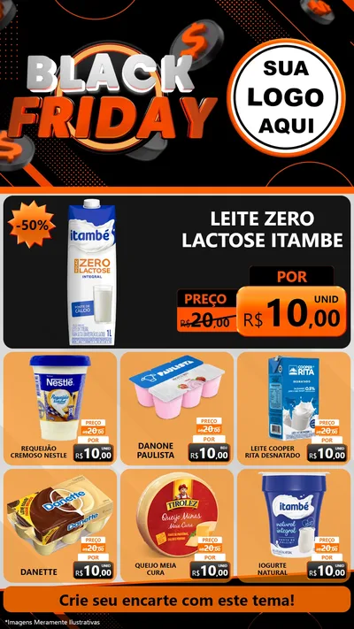 Modelo de Rede Social para Stories com o tema Black Friday para Frios e Laticínios