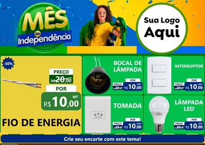 Modelo de Encarte para Encarte A4 Horizontal com o tema Mês da Independência para Materiais Elétricos