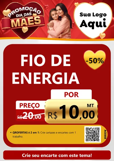 Modelo de Cartaz para Cartaz A4 Vertical com o tema Promoção Dia das Mães para Materiais Elétricos