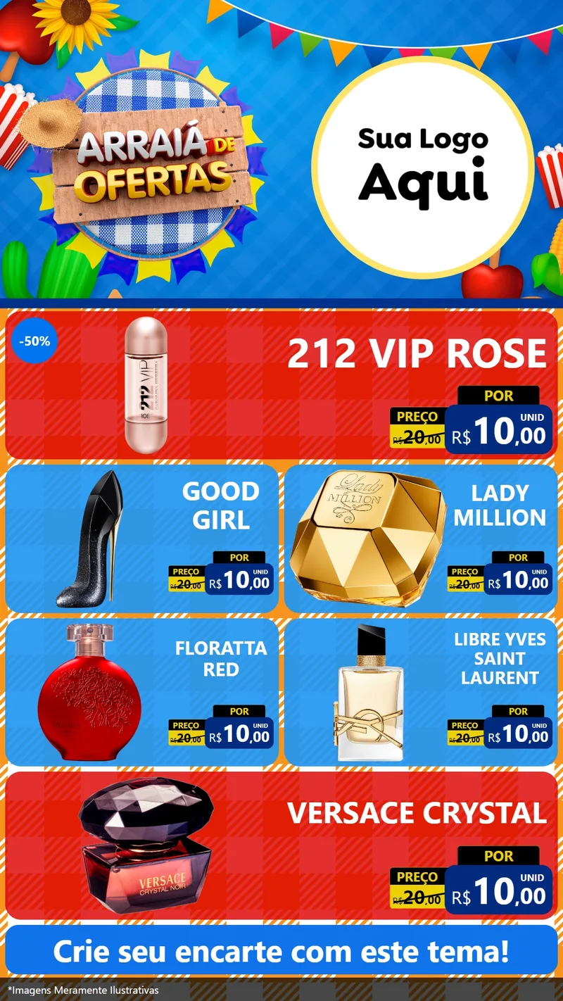 Modelo de TV para TV Vertical com o tema Arraiá de Ofertas para Perfumes
