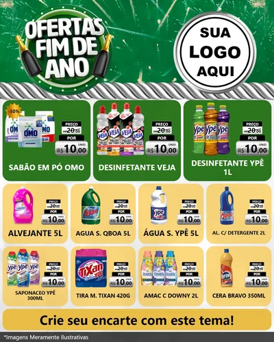 Modelo de Rede Social para Feed Instagram com o tema Ofertas Fim de Ano para Produtos de Limpeza