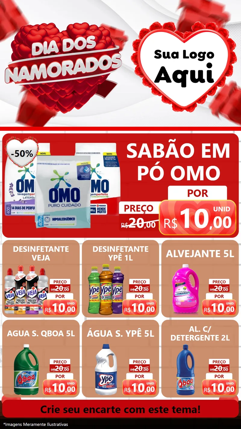 Modelo de Rede Social para Stories com o tema Dia dos Namorados para Produtos de Limpeza