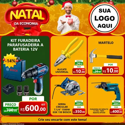 Modelo de Rede Social para Feed Facebook com o tema Natal da Economia para Maquinas e Ferramentas