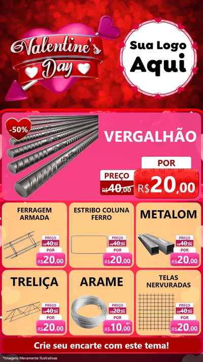 Modelo de Rede Social para Stories com o tema Valentine's Day para Ferragens